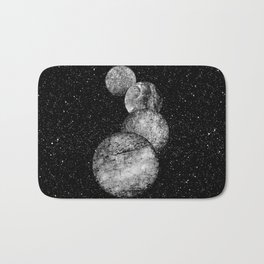 Many Moons Bath Mat | Illustration, Curated, Sci-Fi, Black and White, Nature 