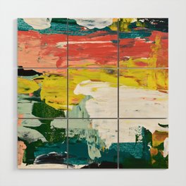 Venice Beach: A vibrant abstract painting in Neon Green, pink, and white by Alyssa Hamilton Art  Wood Wall Art
