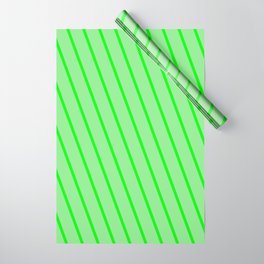[ Thumbnail: Lime and Light Green Colored Stripes/Lines Pattern Wrapping Paper ]