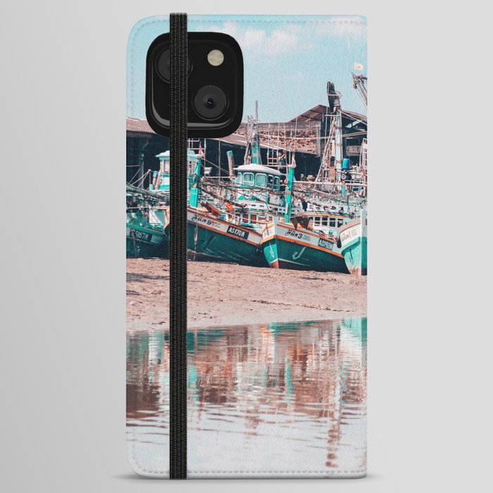 Blue boats | Water reflection | Thailand iPhone Wallet Case