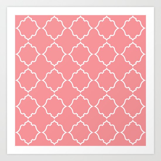 Moroccan White and Coral Art Print