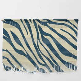 Mid Century Modern Zebra Print Pattern - Blue and off white Wall Hanging
