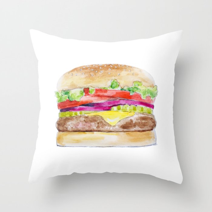 Hamburger Cheeseburger Burger Throw Pillow