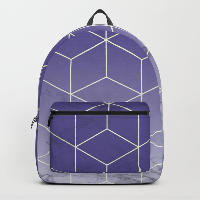 Geometric Marble Ultraviolet Purple Gold Backpack