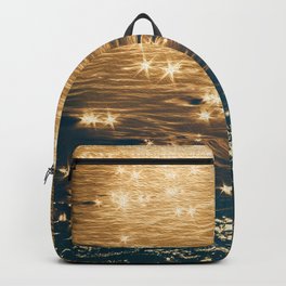 Sparkling Ocean in Gold and Navy Blue Backpack