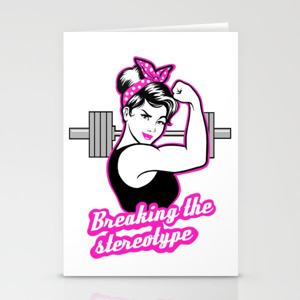 Strong Girl breaking the stereotype Stationery Cards