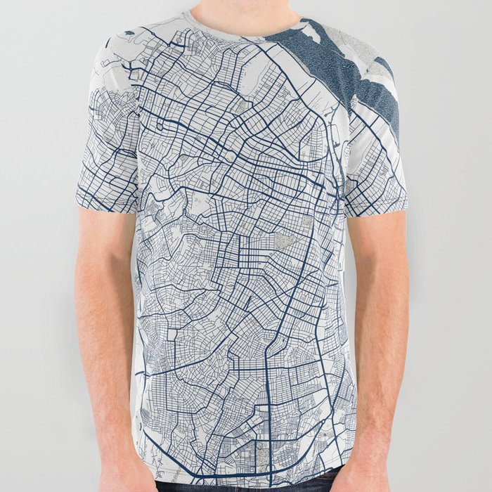 Barranquilla City Map Colombia - Coastal All Over Graphic Tee