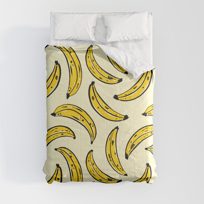 Banana Tropical Fruits Bold Yellow Pattern Comforter
