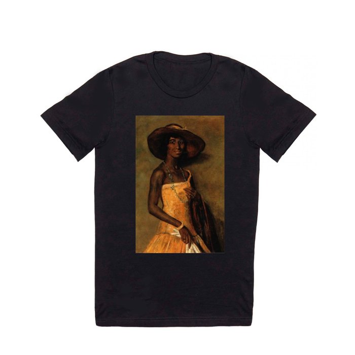 African American Portrait 'Woman in a yellow dress' by Simon Maris T Shirt