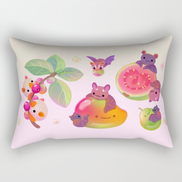  Fruit and bat - pastel Rectangular Pillow