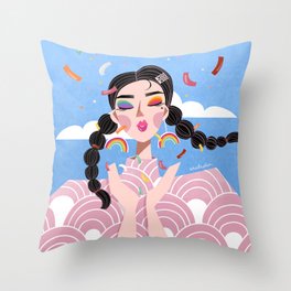 Rainbow Sprinkle Confetti Lady Throw Pillow