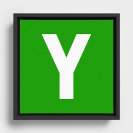 Letter Y (White & Green) Framed Canvas