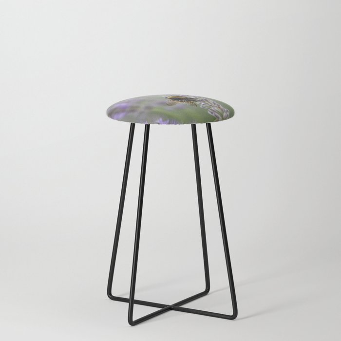 Bumblebee On Lavender Close Up Photograph Counter Stool