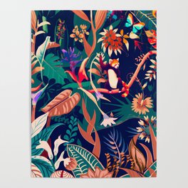 Playing in the trees jungle screen print  Poster