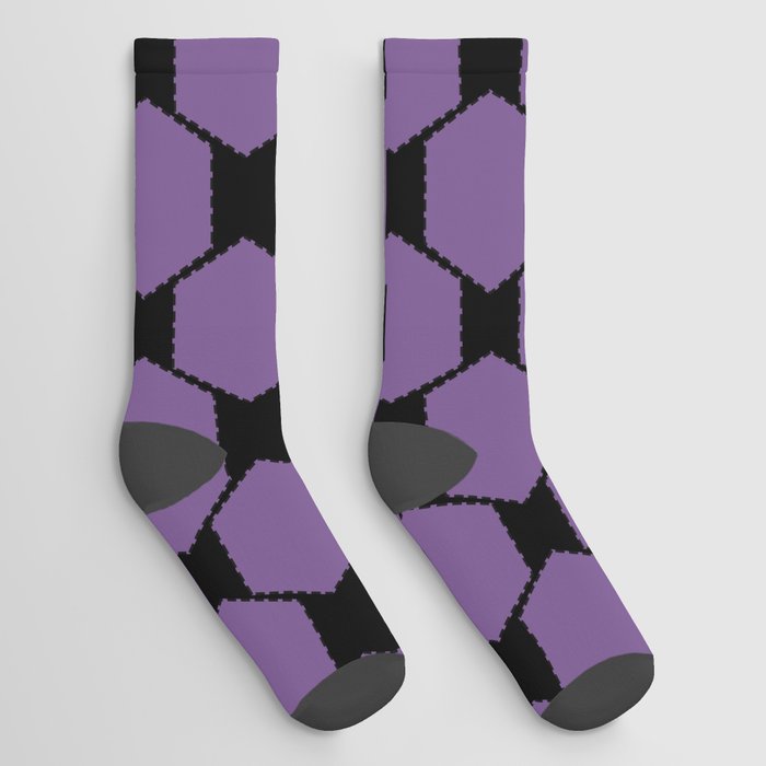 Violet hexagon geometric retro pattern Socks