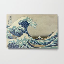 Great Wave Off Kanagawa (Kanagawa oki nami-ura or 神奈川沖浪裏) Metal Print | Graphic Design, Woodblock, Print, Illustration, Other, Nature, Graphicdesign, Ink, Mixed Media, Ukiyo E 