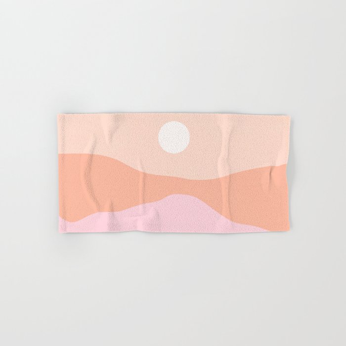 Peach Pink Sunset Over The Mountains Boho Earthy Hand & Bath Towel