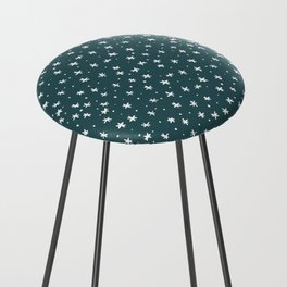 Snowflakes and dots - teal and white Counter Stool