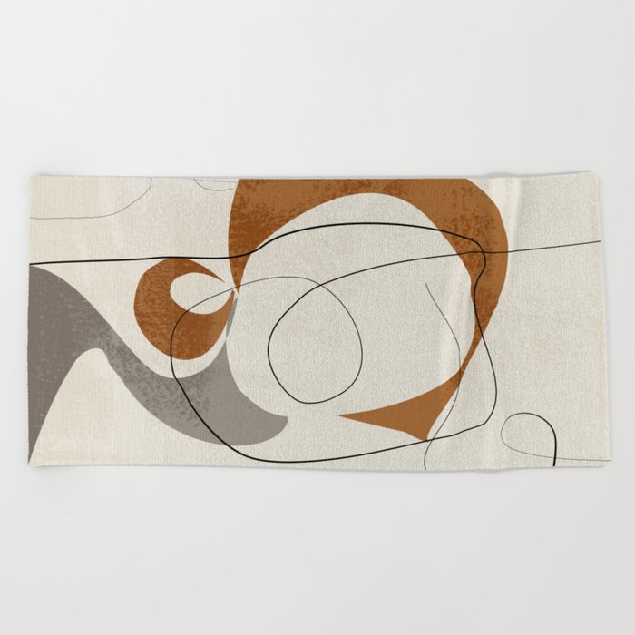 Minimalist Abstract Art Shapes - Scribbles Terracotta 1 Beach Towel