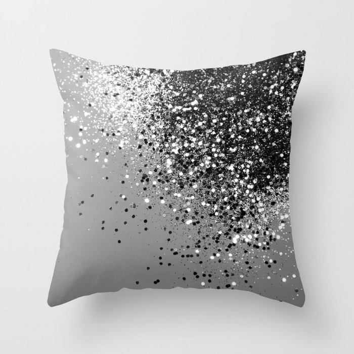 Sparkling Silver Gray Lady Glitter #1 (Faux Glitter) #shiny #decor #art #society6 Throw Pillow