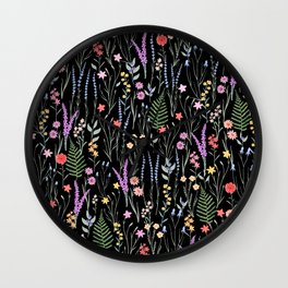 The meadows colorful floral pattern Wall Clock