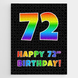 [ Thumbnail: HAPPY 72ND BIRTHDAY - Multicolored Rainbow Spectrum Gradient Jigsaw Puzzle ]