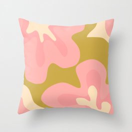 Groovy Flowers Retro Abstract in Pink and Gold Throw Pillow
