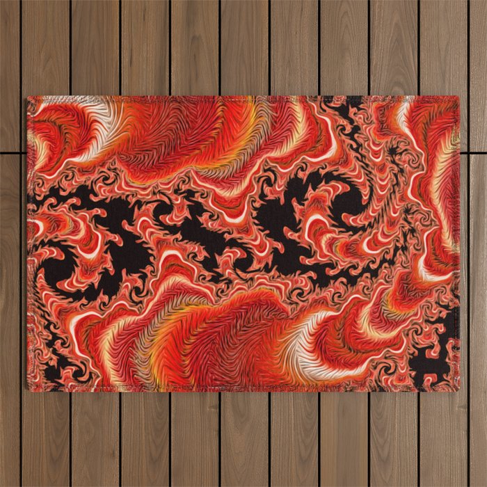 Red marble waves Outdoor Rug