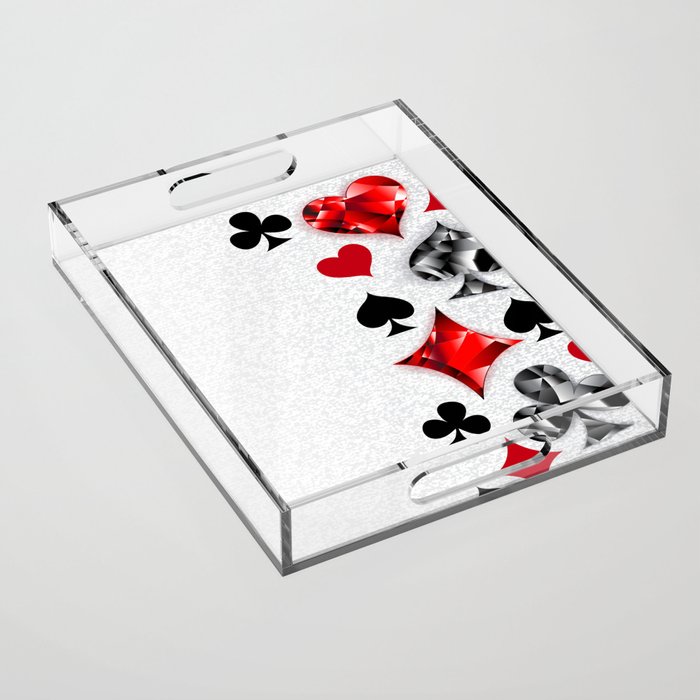 Gray Background with Polygonal Playing Cards Symbols Acrylic Tray