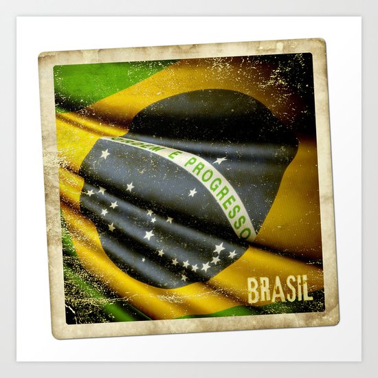 Sticker of Brazil flag Art Print