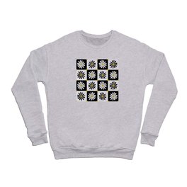 Checkered Daisies – Black & White Crewneck Sweatshirt