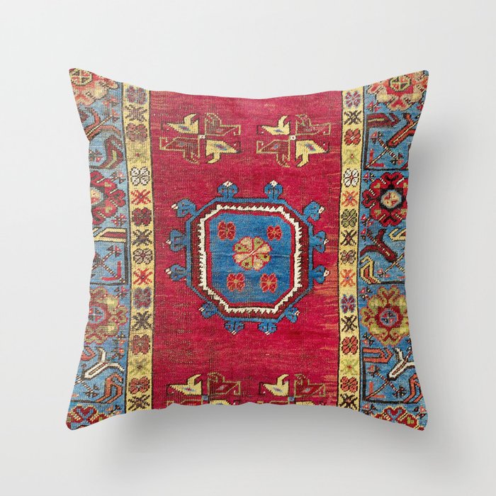 Ladik  Antique Turkish Village Niche Carpet Print Throw Pillow