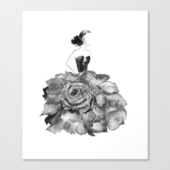 Lady Rose, black and white Canvas Print