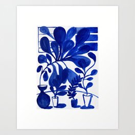 Blue Tabletop Flowers Art Print