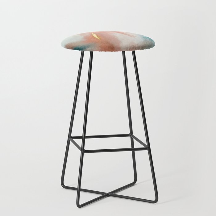 Celestial [3]: a minimal abstract mixed-media piece in Pink, Blue, and gold by Alyssa Hamilton Art Bar Stool