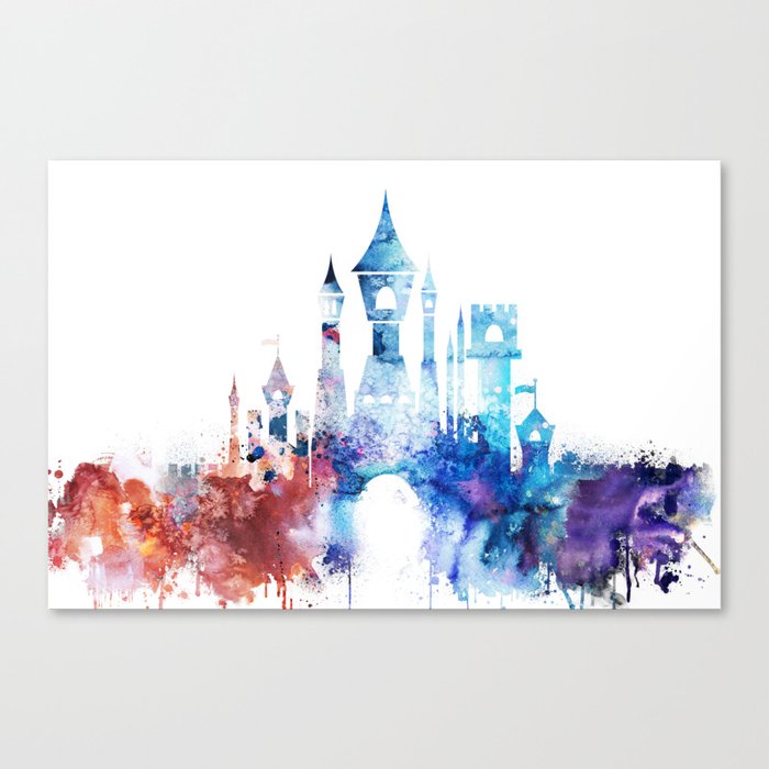 Watercolor Fantasy Castle Canvas Print By Dimdom Society6
