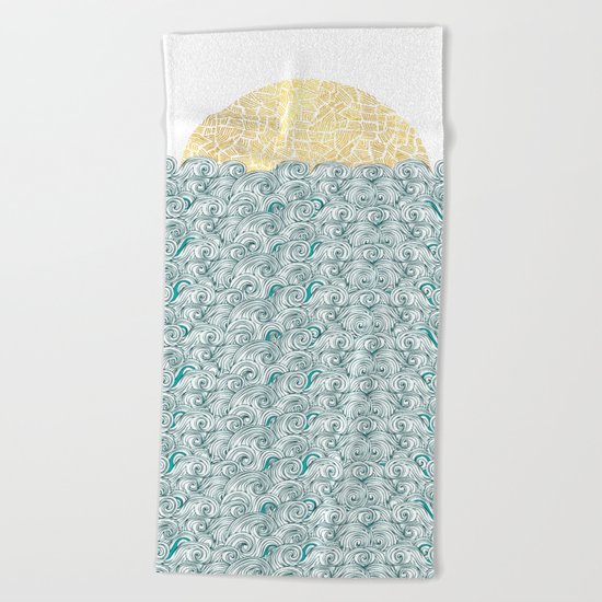 Sunny Tribal Seas Beach Towel