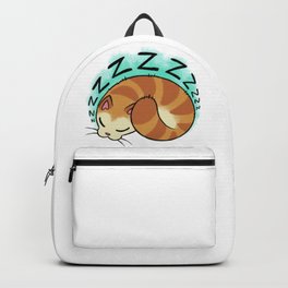 Sleepy Cat Backpack | Sleepy, Painting, Relaxed, Striped, Pattern, Cozy, Adorable, Kitty, Orange, Cat 