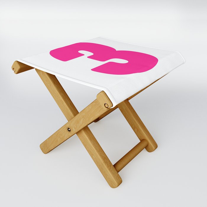 3 (Dark Pink & White Number) Folding Stool