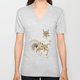 Two Squirrels V Neck T Shirt