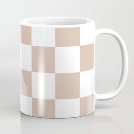 Checkered Pattern Vintage Beige and White Pattern Coffee Mug