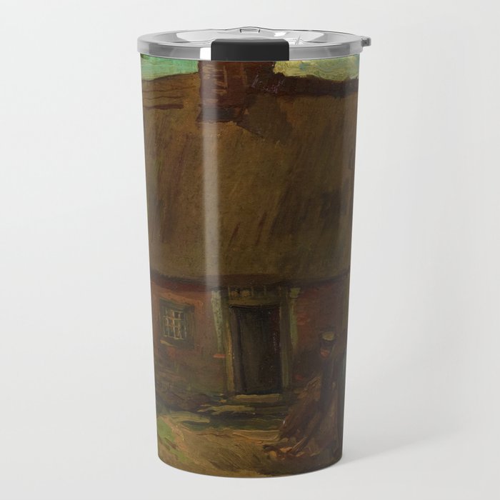 Cottage with Peasant Woman Digging, 1885 by Vincent van Gogh Travel Mug