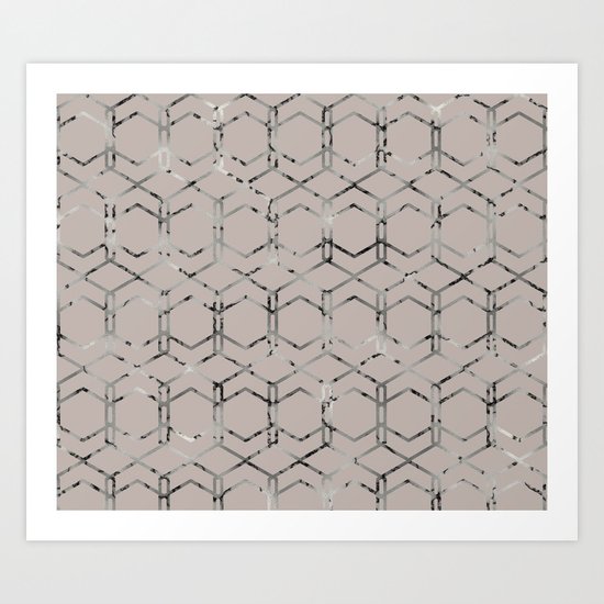 Silver Geometric Art Deco - Gatsby Taupe Art Print