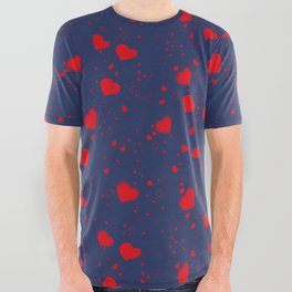 Valentine's Hearts - Blue All Over Graphic Tee