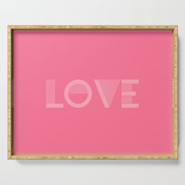 LOVE Bubble Gum pink solid color minimalist  modern abstract illustration  Serving Tray