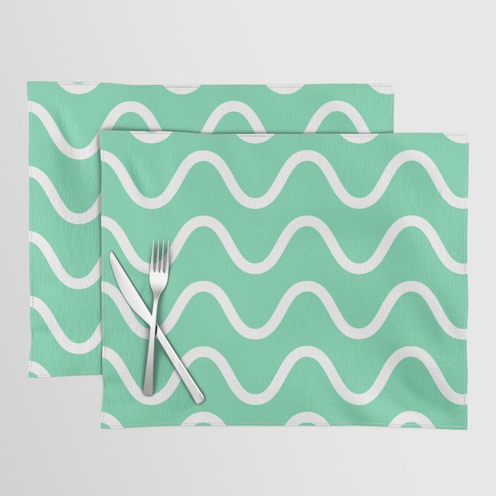 squiggles in mint and white Placemat