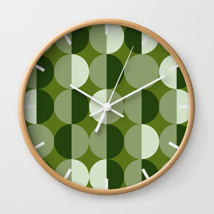 Retro Circles Grid Green Wall Clock By Danadudesign Retro Circles Grid Green Wall Clock By Danadudesign