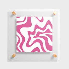 Retro Liquid Swirl Abstract Pattern in Preppy Hot Pink Floating Acrylic Print