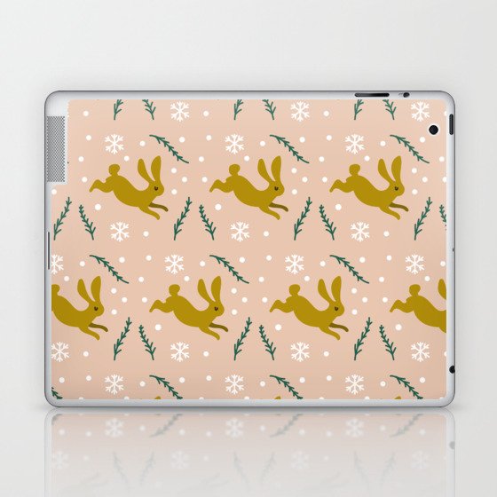 Christmas Pattern Retro Rabbit Floral Leaf Laptop & iPad Skin