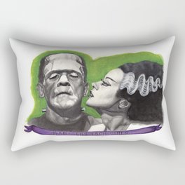 Watercolor Painting of Frankenstein & Bride Rectangular Pillow